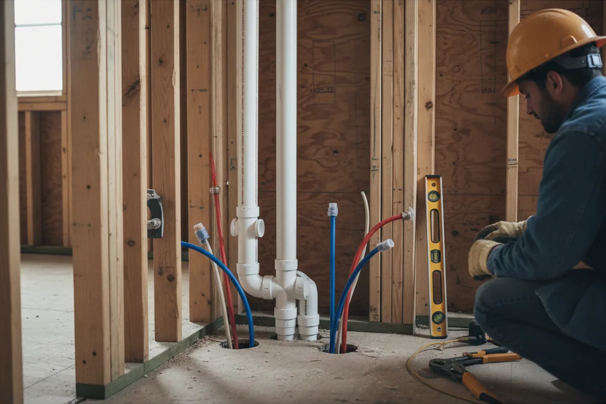 Drain and supply rough-in during Sump Pump Repair in Lehigh Acres