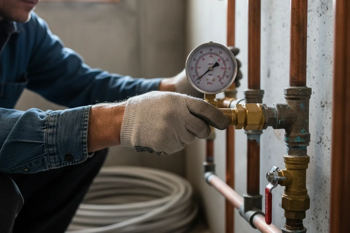 Pressure testing a repaired line during Water Line Repair in Lehigh Acres